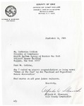 Correspondence; 1985-09-16; Congratulations; Erie County Comptroller by Catherine Collins