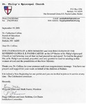 Correspondence; 2005-09-19; St. Philip's Episcopal Church