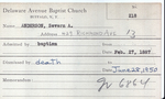 Anderson, Mr. Severn A by Delaware Avenue Baptist Church