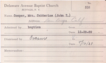 Cooper, Mrs. Catherine by Delaware Avenue Baptist Church