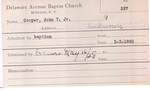Cooper, Mr. John T by Delaware Avenue Baptist Church