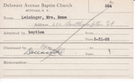Leininger, Mrs. Emma by Delaware Avenue Baptist Church
