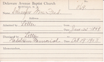 Schaefer, Mrs. Fred by Delaware Avenue Baptist Church