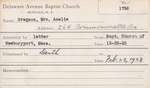 Gregson, Mrs. Amelia by Delaware Avenue Baptist Church