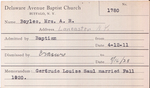 Boyles, Mrs. A R by Delaware Avenue Baptist Church