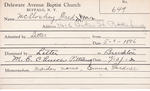 McCloskey, Mrs. Fred M by Delaware Avenue Baptist Church