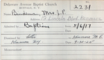 Bindeman, Mrs. J P by Delaware Avenue Baptist Church