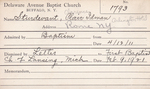 Sturdevant, Mr. Clarence I by Delaware Avenue Baptist Church