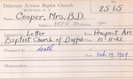 Cooper, Mrs. B D by Delaware Avenue Baptist Church