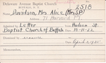 Davidson, Mrs. Alce by Delaware Avenue Baptist Church