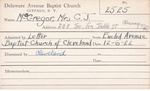 McGregor, Mrs. CJ by Delaware Avenue Baptist Church