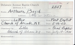Arthurs, Mr. Boyd by Delaware Avenue Baptist Church