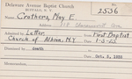 Crothers, Ms. May E by Delaware Avenue Baptist Church