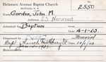 Gordon, Mr. John M by Delaware Avenue Baptist Church