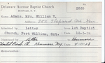 Adams, Mrs. William by Delaware Avenue Baptist Church