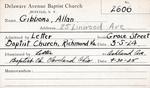 Gibbons, Mr. Allan by Delaware Avenue Baptist Church