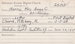 Harris, Mrs. Anna C by Delaware Avenue Baptist Church
