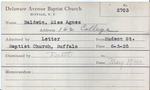 Baldwin, Ms. Agnes by Delaware Avenue Baptist Church