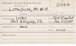 Littlefield, Mr. WH by Delaware Avenue Baptist Church