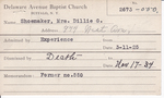 Shoemaker, Mrs. Dillie G by Delaware Avenue Baptist Church