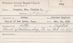 Gregory, Mrs. Charles D by Delaware Avenue Baptist Church