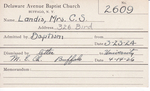 Landis, Mrs. CS by Delaware Avenue Baptist Church