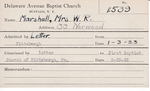 Marshall, Mrs. WR by Delaware Avenue Baptist Church