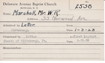 Marshall, Mr. WR by Delaware Avenue Baptist Church