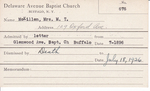 McKillen, Mrs. MT by Delaware Avenue Baptist Church