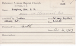 Kempton, Mrs. EM by Delaware Avenue Baptist Church