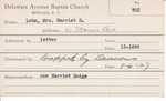 Lehn, Mrs. Harriet D by Delaware Avenue Baptist Church