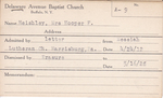 Heishley, Mrs. Hooper F by Delaware Avenue Baptist Church