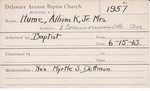 Hume, Ms. Allison K by Delaware Avenue Baptist Church