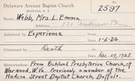 Webb, Mrs. Lucy Emma by Delaware Avenue Baptist Church