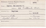 Layer, Mr. Ellsworth G by Delaware Avenue Baptist Church