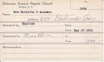 Sanders, Mrs. Marietta C by Delaware Avenue Baptist Church