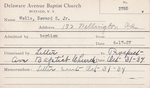 Wells, Mr. Seward S by Delaware Avenue Baptist Church