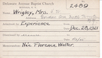 Wrigley, Mrs. FW by Delaware Avenue Baptist Church