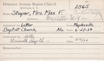 Stupar, Mr. Max F by Delaware Avenue Baptist Church