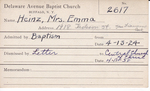 Heinz, Mrs. Emma by Delaware Avenue Baptist Church