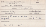 Lane, Mrs. Frederick W by Delaware Avenue Baptist Church
