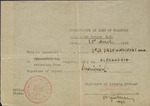 Certificate in Lieu of Passport by Garrison Officer in Cairo