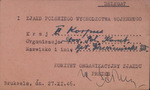 Card Identifying Captain Drzewieniecki as a Delegate to First Conference of Polish War Emigrants by First Conference of Polish War Emigrants