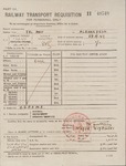 Railway Transport Requisition for a Ticket from Tel Aviv to Alexandra