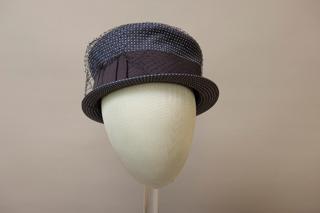 Navy Blue Hat with White Polka Dots
