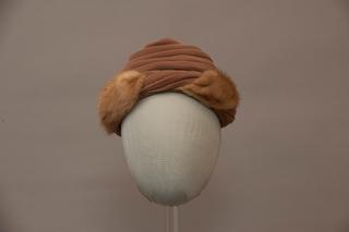 Tan Velvet and Fur Hat