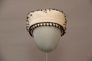 White Hat with Black Beads and Netting