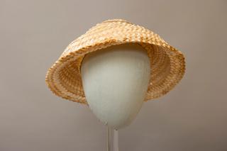 Tan Straw Hat with Brown Ribbon