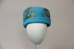 Blue Hat with Large Peacock Feathers