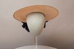 Straw Hat with Navy Bow